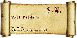 Voll Milán névjegykártya